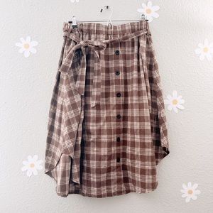 Brown plaid checkered skirt